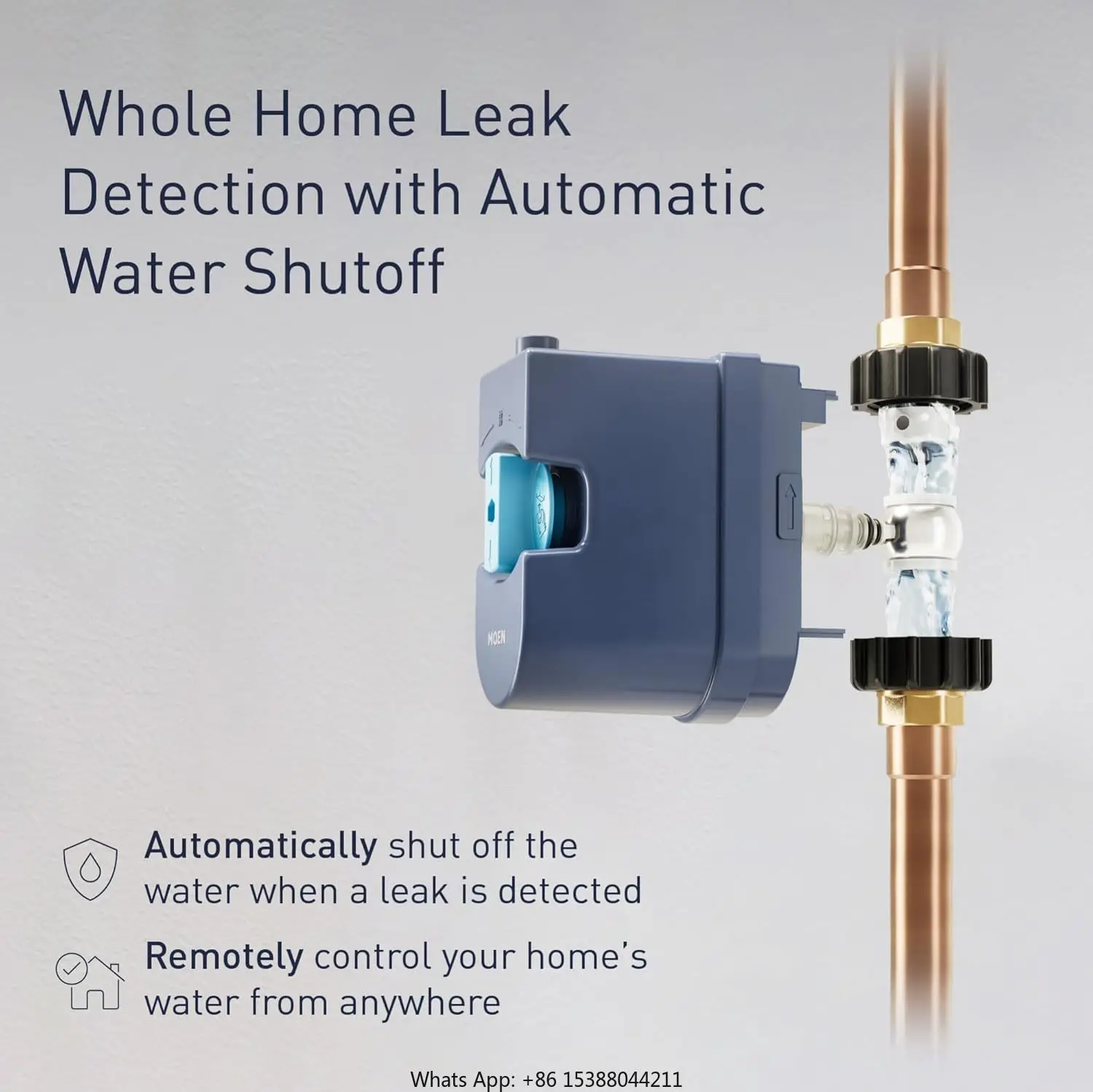 Smart Water mo nitor And Automatic Shutoff Sensor, Wi-Fi Connected Water Leak Detector For 1-Inch Diameter Pipe