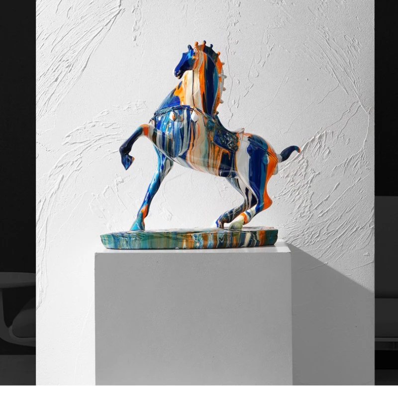 

Oil Painted Horse Statue, Symbolizing Courage, Wealth, Strength, Elegant Resin Art, Home and Office Decoration