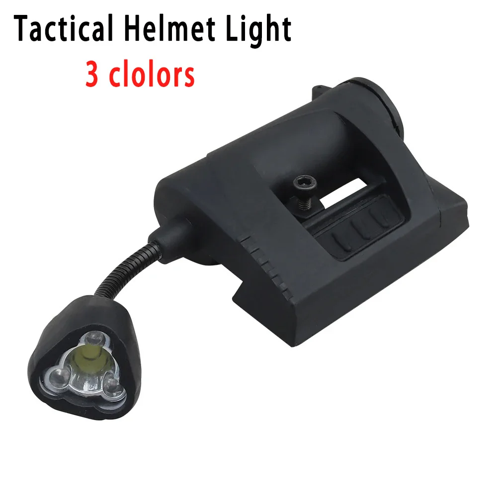 Tactical Helmet Light RGB + IR LEDs, Dual-Fuel CR123 or AA, Flexible Boom, Waterproof, Rail/Head strap Mountable