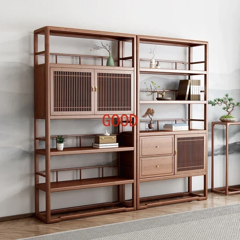 

Black Walnut Wood Storage Organizer Bookshelf Long Shelf for Living Room Bookcase Industrial Horizontal 책장 Wooden Furniture LVSC