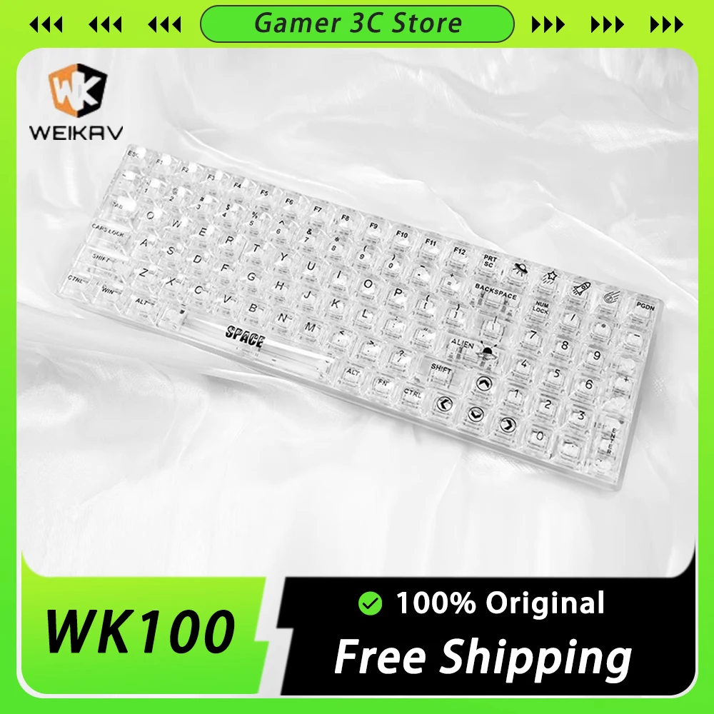 

WEIKAV WK100 Wireless Mechanical Keyboard Three Mode Dynamic RGB Hot Swap Gaming Keyboard 100 Keys Pc Gamer Accessories Office