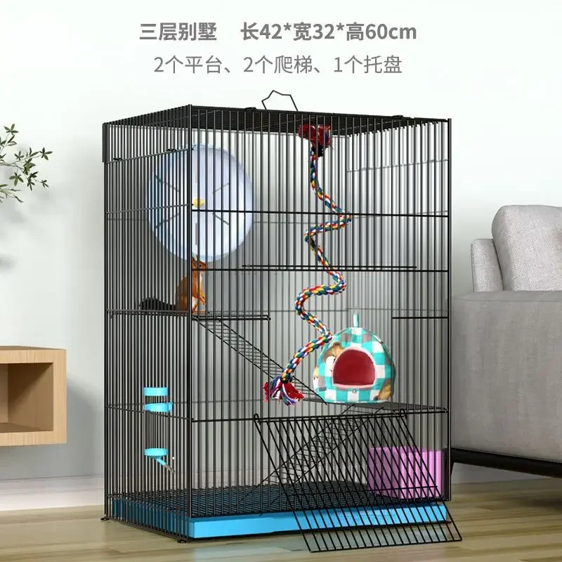 ThreeStory Dragon Cat Cage Golden Flower Demon Squirrel Cage GuineaRat Big Villa Grand Dragon Cat Standard for Spacious Pet