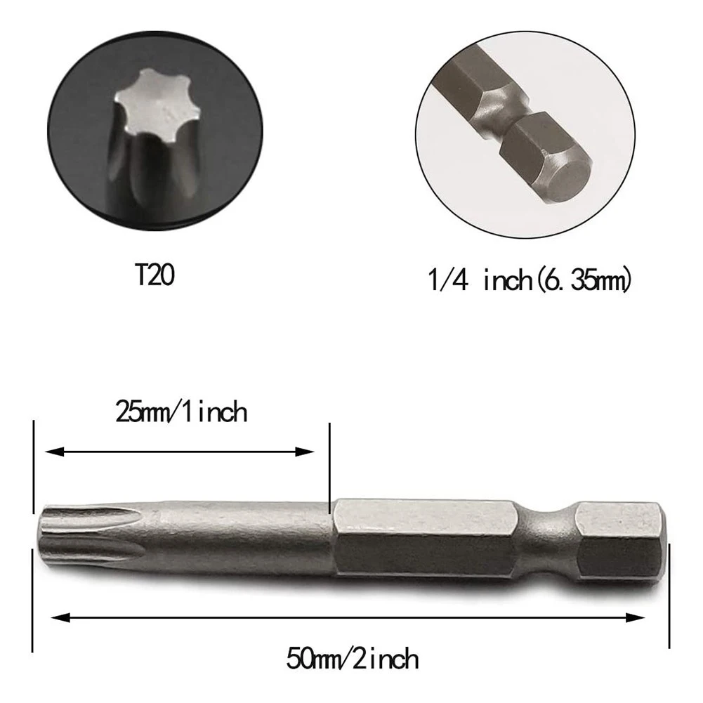 耐改ざん性安全ドリルビット,六角ビットドライバー,合金鋼,長さ50mm, 6.35mm, 10個