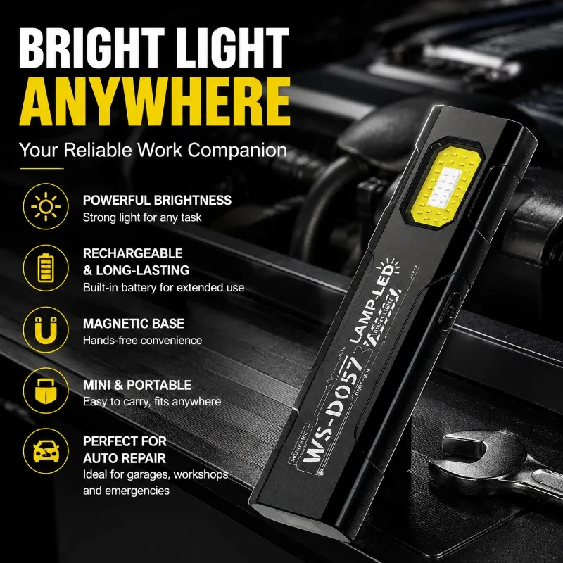 Small Portable Mini Rechargeable Flashlight High‑Lumen Long‑Endurance Magnetic Work Lamp Offers Stable Hands‑Free Illumination