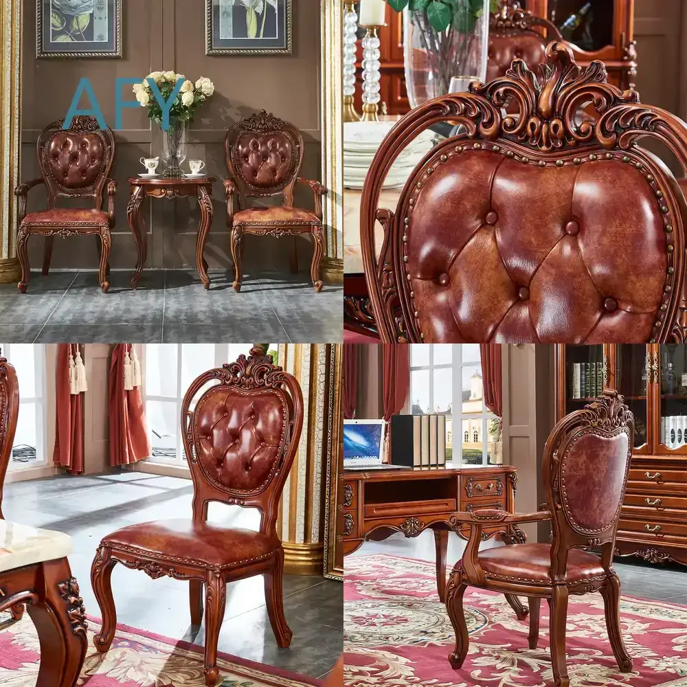European Dining Chair for Home Office Living Room for Modern Farmhouse Decor for Adults Luxury PU Leather Upholstered