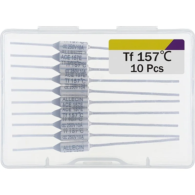 Confezione da 10 fusibili termici TF 157 gradi Celsius 10A 250V AEC157E Fusibile temperatura 157 ° Fusibili termici C Fusibili termici