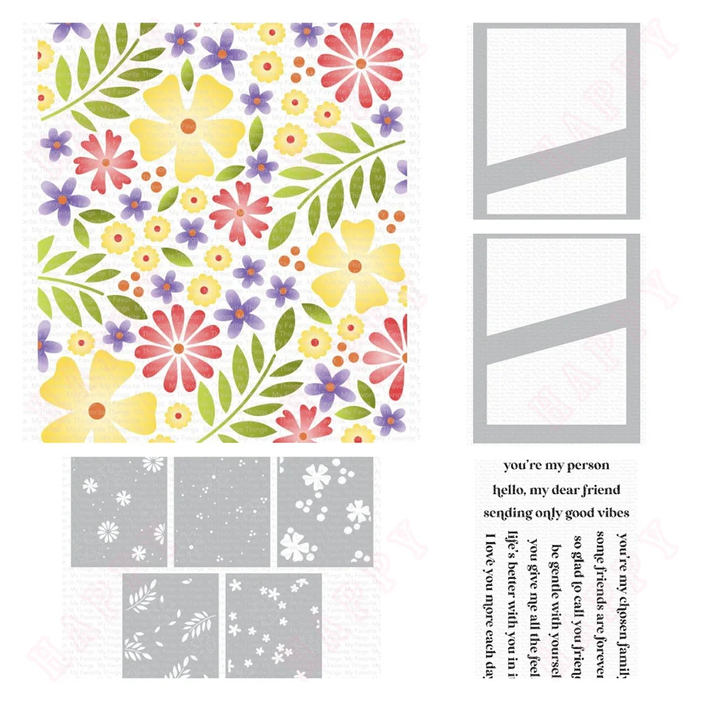 Friendly Flowers Stencil Essential Friendship Messages Stamps Stencil Set DIY Scrapbook Card Paper Cards Handmade Album Stamp