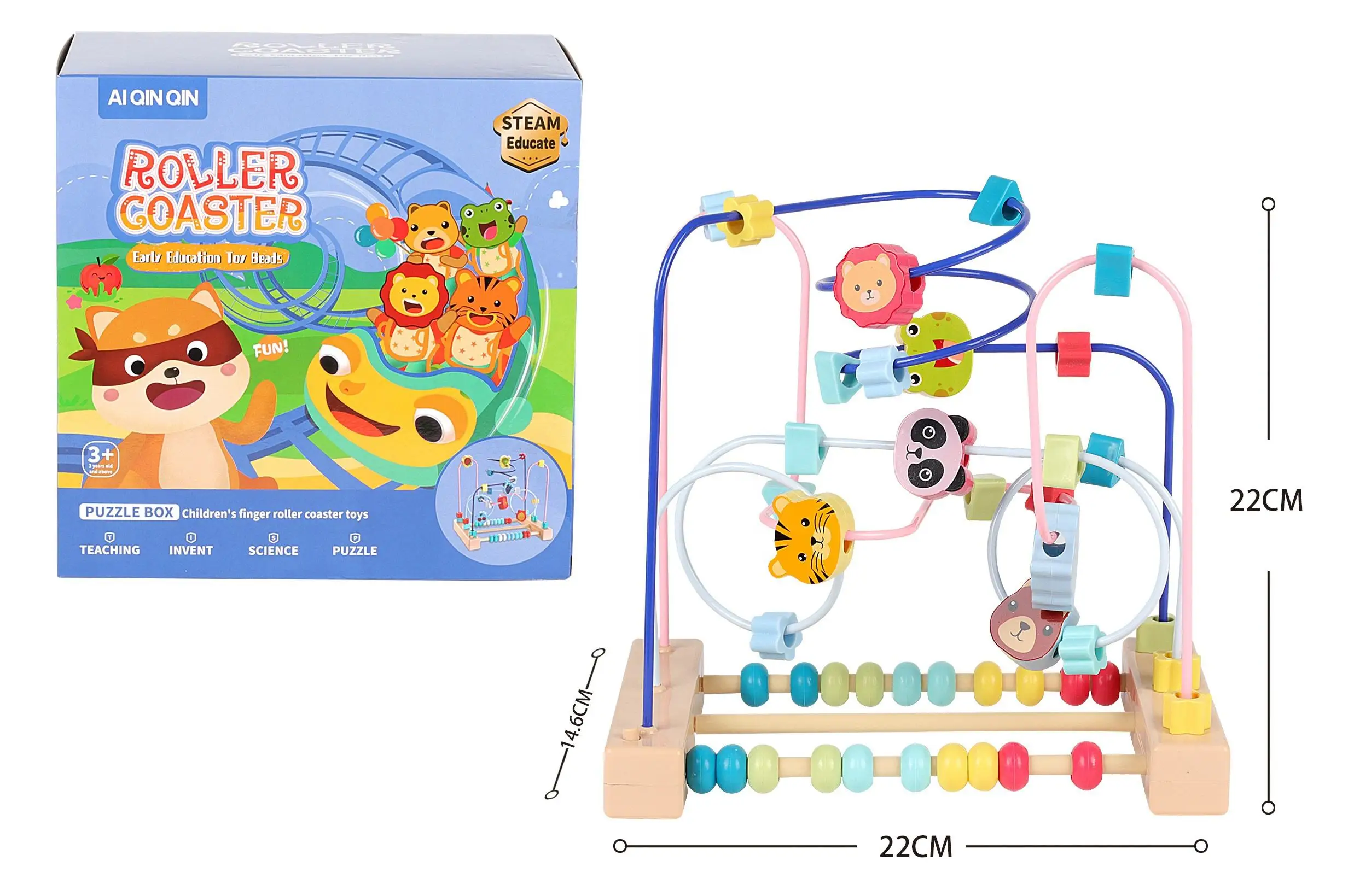 Kleurrijk dierlijk kraaldoolhof, STEM-leerspeelgoed, voor wiskundige vaardigheden, voor fantasierijk spelen