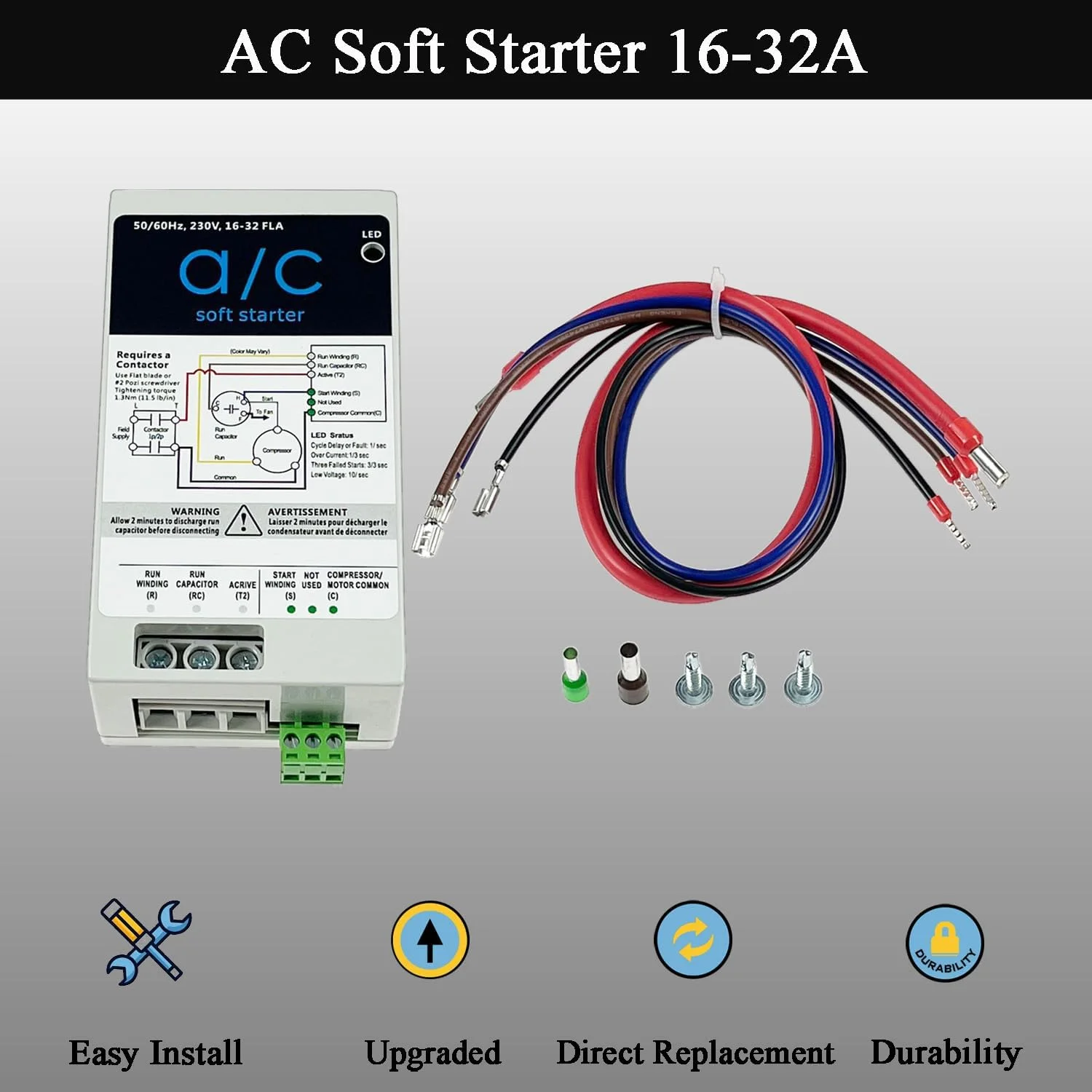 AC Soft Start Module (16-32A) Compatible with 4-7 Ton AC Unites | Easy Install |