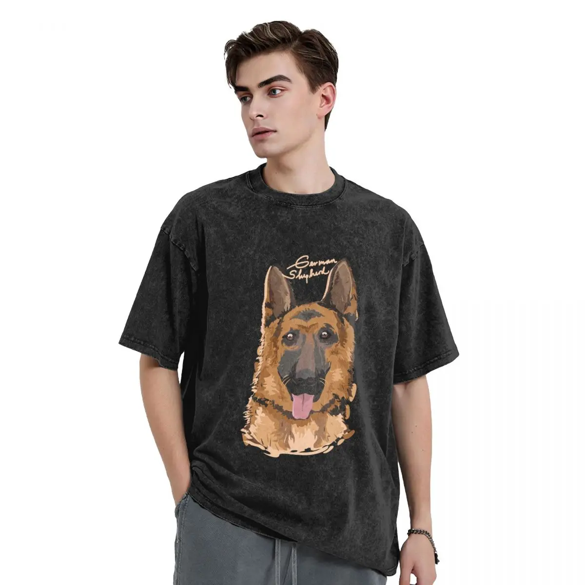 

Dog Animal Designed Men's Vintage Oversized T-Shirts Skull Graphic Novelty T-Shirts Cotton Oversize Top Tees For Men Women