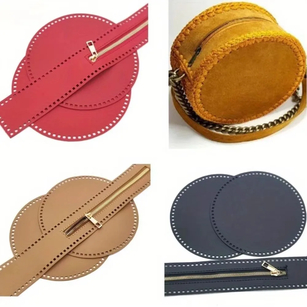 3Pcs PU Leather Bag Making Accessories Bucket Shape Handmade Design DIY Knitting Bag Knitting Style Knitting Bag Accessories