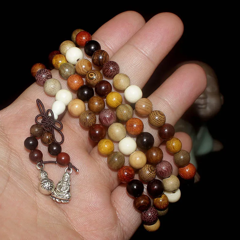 108 Pcs Beads Tibetan Buddhist Prayer Bracelets Buddha Wooden Charm Bracelet Bangle DIY Jewelry