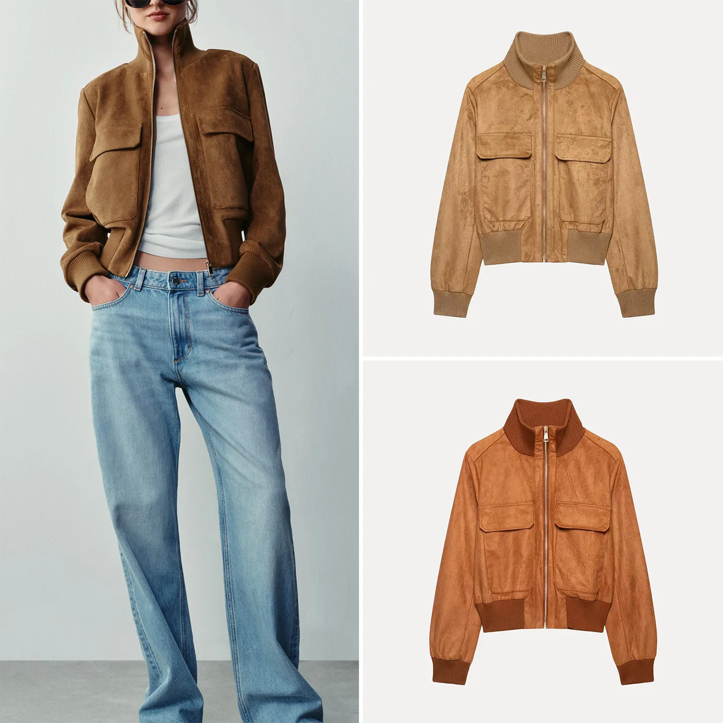 Women's Pilot Jacket Coat Long Sleeve Collar Autumn New Arrival ZADATA Standard Fit Short Outerwear Other Material 100%
