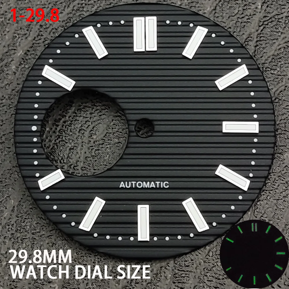 The New 29.8MM Men\'s Watch Dial Is Suitable For Japanese NH38 Movement With Luminous Lettering And Hollowed Out Panel