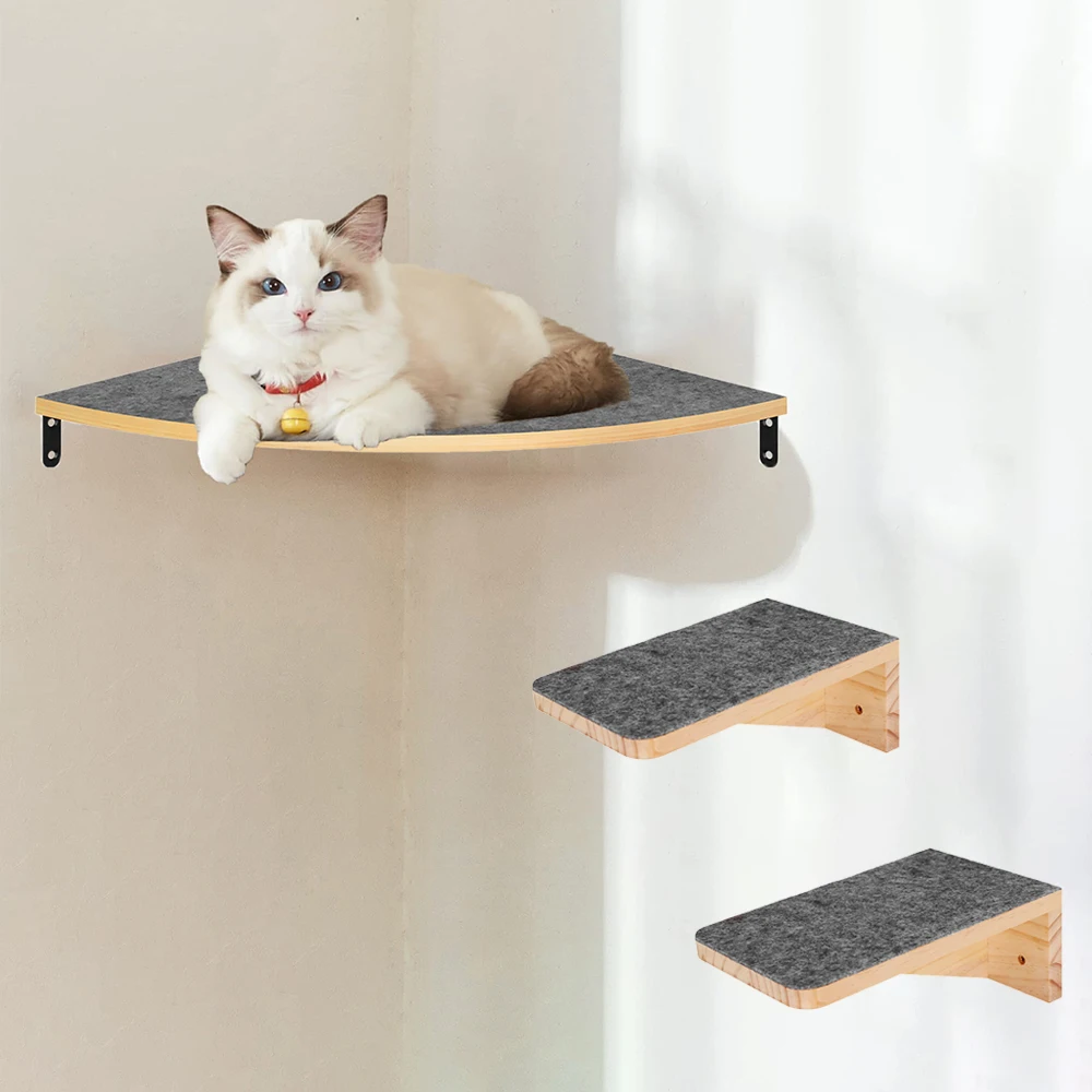 

Wall Mounted Corner Cat Bed Cat Shelf Steps Pet Furniture for Indoor Cats Climbing Jumping Perch Scratching Posts for Wall