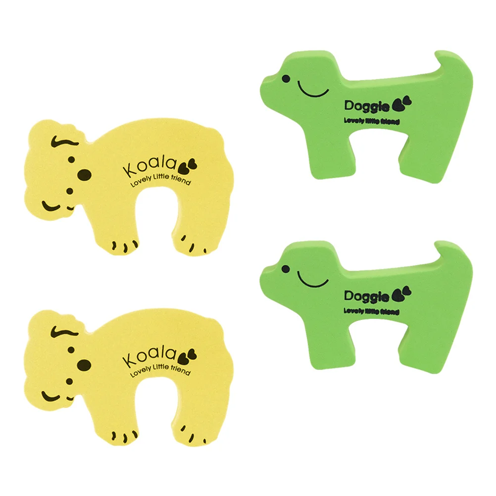 

4pcs Finger Pinch Guard Door Stopper Eva Safety Bumper For Cabinet Drawer Doors Proofing Cartoon Animal Shape