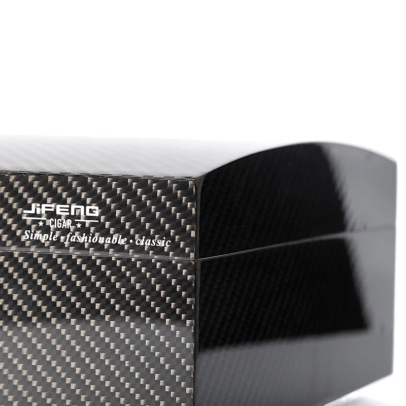 JIFENG H13 Custom Logo Carbon Fiber Cigar Gift Box Cigar Box Rectangle Spanish Cedar Wood Lacquer Cigar Humidor Case