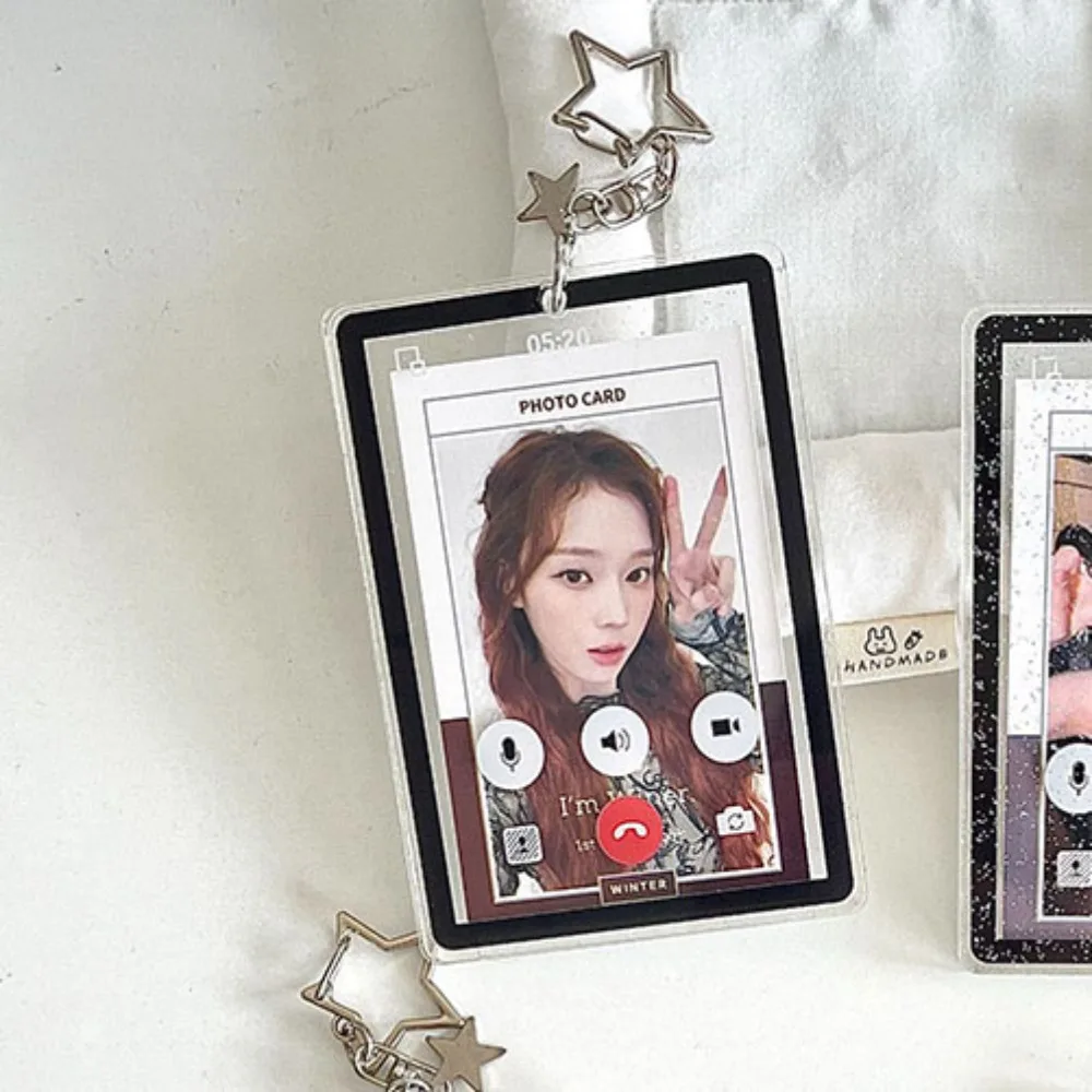 

Трендовый фон для видеозвонков, чехол для фотокарточек 3 дюйма с брелками K-Pop Idol, чехол для хранения фотокарт, держатель для карт для девочек
