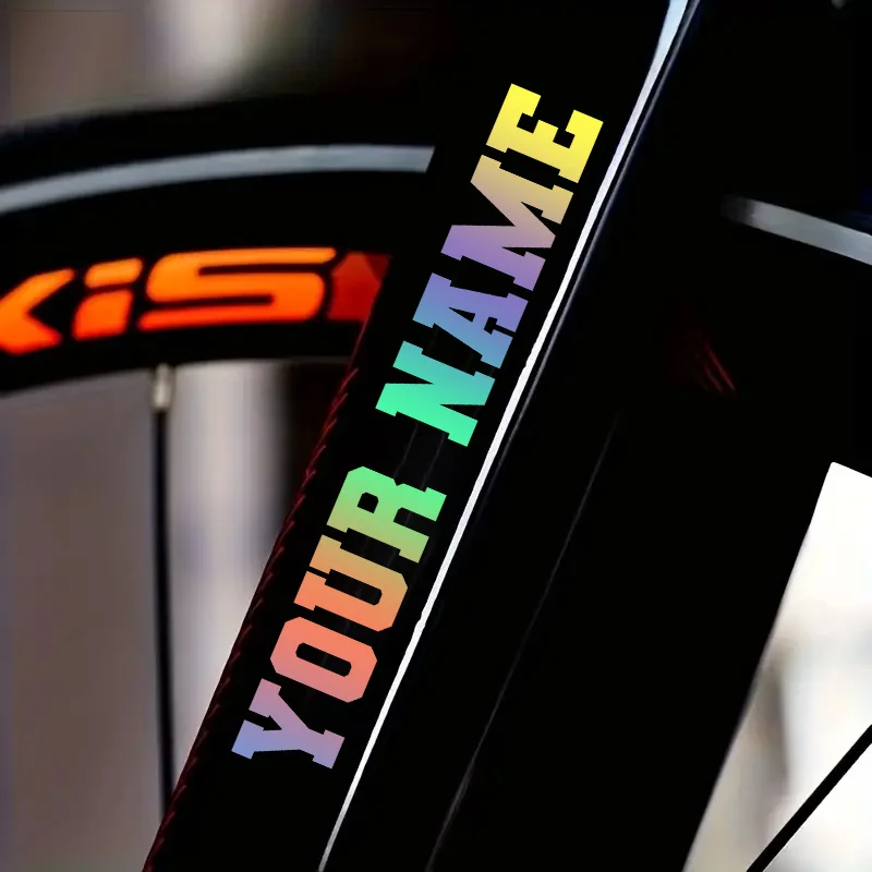 1PC Custom Bicycle Stickers Personalized Custom Name Decal Waterproof Bold Block Letter Sticker for Bicycle Road Bike MTB Frame view 4