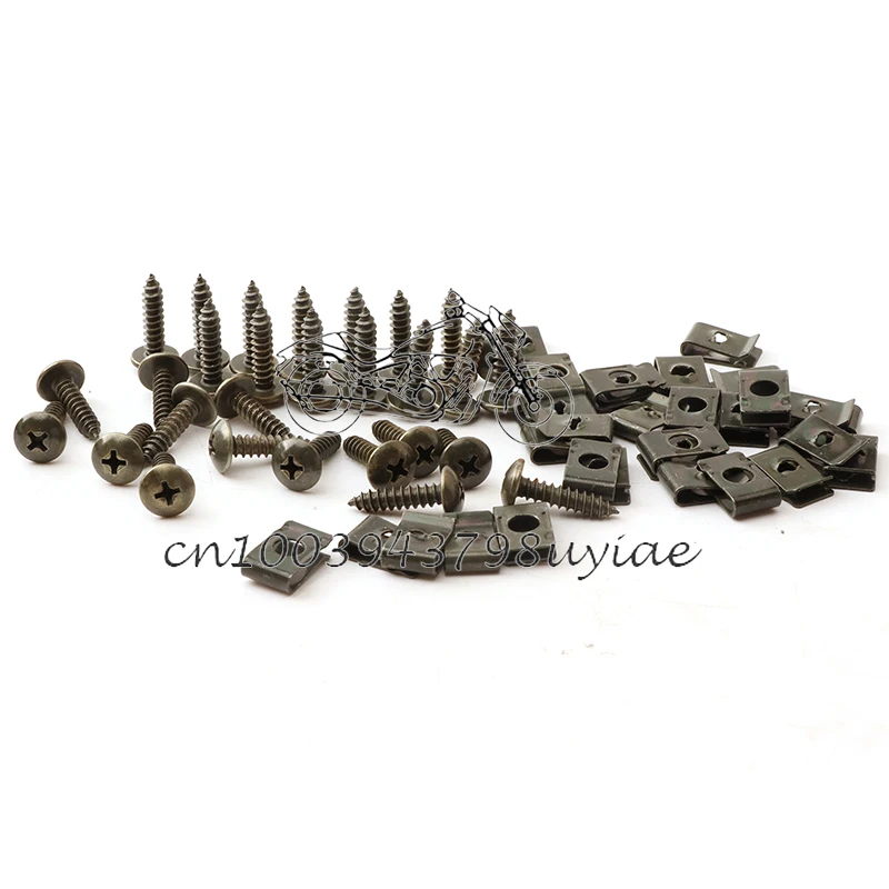 50set/lot M4 4.2mm M5 4.8mm Motorcycle Car Scooter ATV Moped Ebike Plastic Cover Metal Retainer Self-tapping Screw and Clips