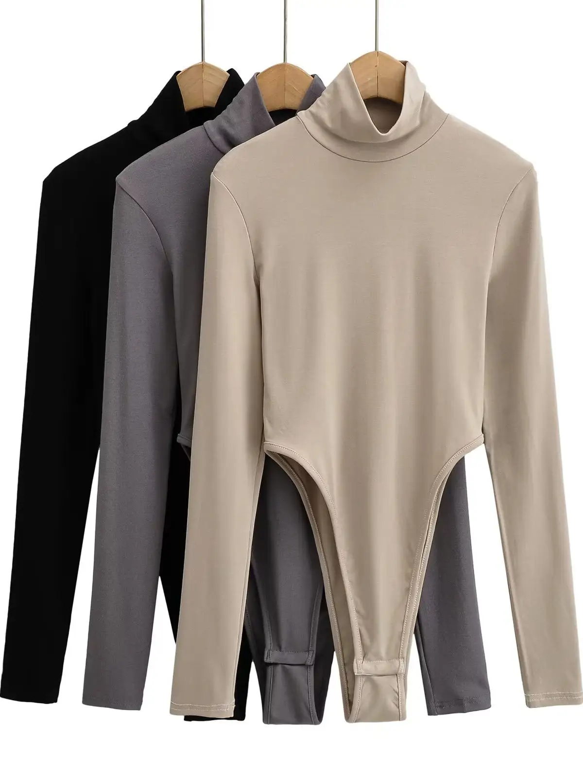 Hoge taille pak hoge kraag plat geweven dames innerlijke slijtage basislaag sexy afslankkleur veelzijdig woon-werkverkeer