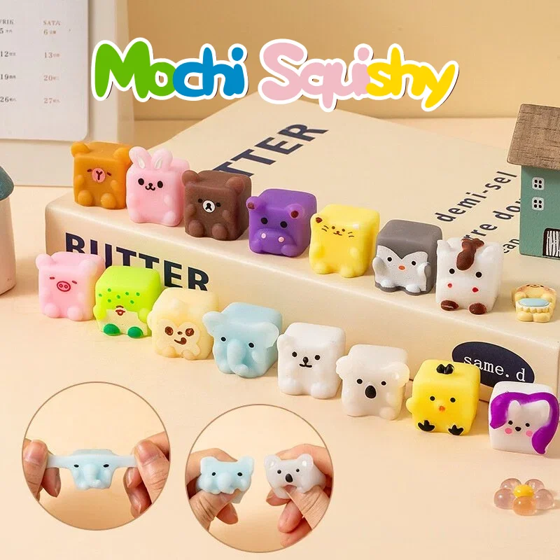 5Pcs Zufällig Mochi Squishy Nette Quadratische Tiere Squeeze Antistress Ball Tier Kneifen Stress Relief Zappeln Spielzeug Geschenke Kinder Erwachsene