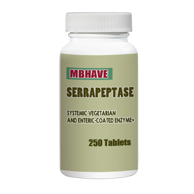 Free shipping 5 Bottle Serrapeptase 80,000iu Total 1250 pcs enzyme may reduce the viscosity of mucus in the respiratory tract.