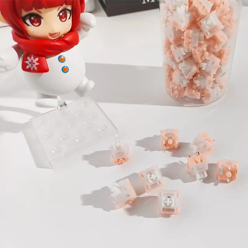 

RK Little Boobs Switch Бесшумный Розовый Мягкий Звук POM Световод Настройка Механическая Клавиатура Линейный Переключатель Горячей Замены Игровой ПК