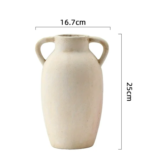 مزهرية سيراميك ريفية كبيرة، مزهرية طويلة على طراز زن، مزهرية إبريق تيرا كوتا، ديكور المزرعة المتعثرة، ديكور الفخار #1