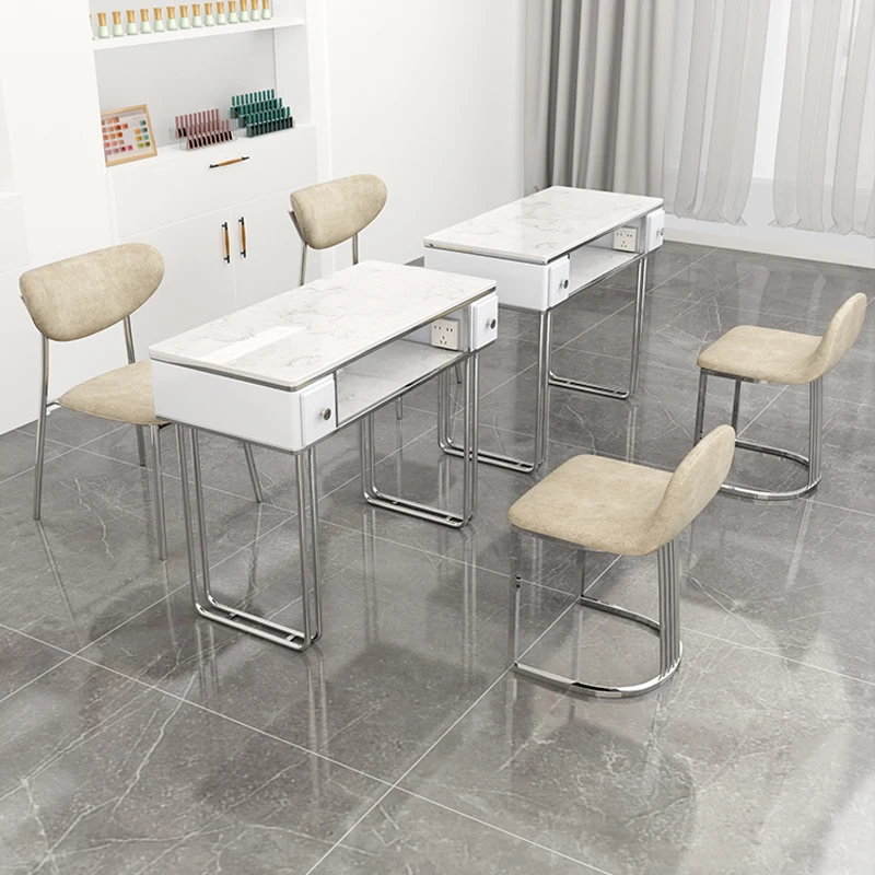 Drawer Vacuum Nail Table Stickers White Storage Equipment Nail Tables Nordic Station Mesas Para Manicure Salon Furniture