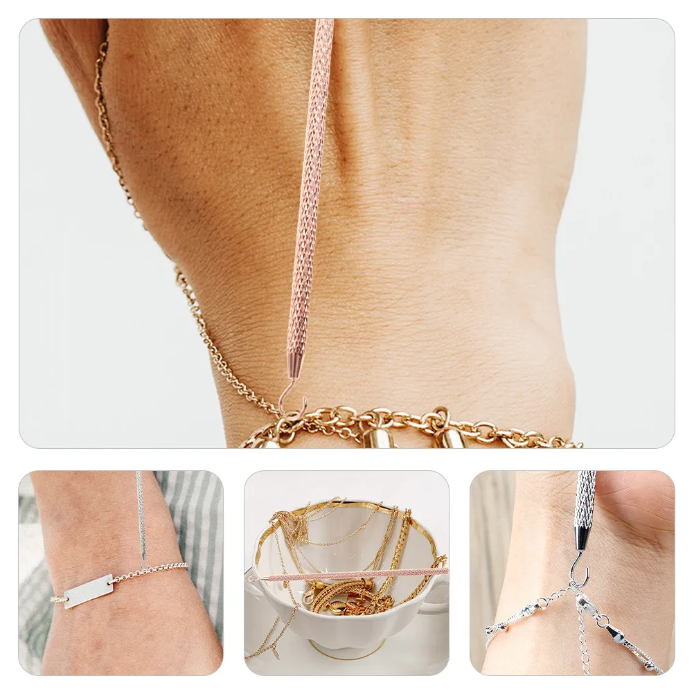 

2 шт. Портативный помощник для надевания браслетов из сплава, инструмент для быстрого застегивания украшений, предотвращающий спутывание, идеальный подарок для женщин