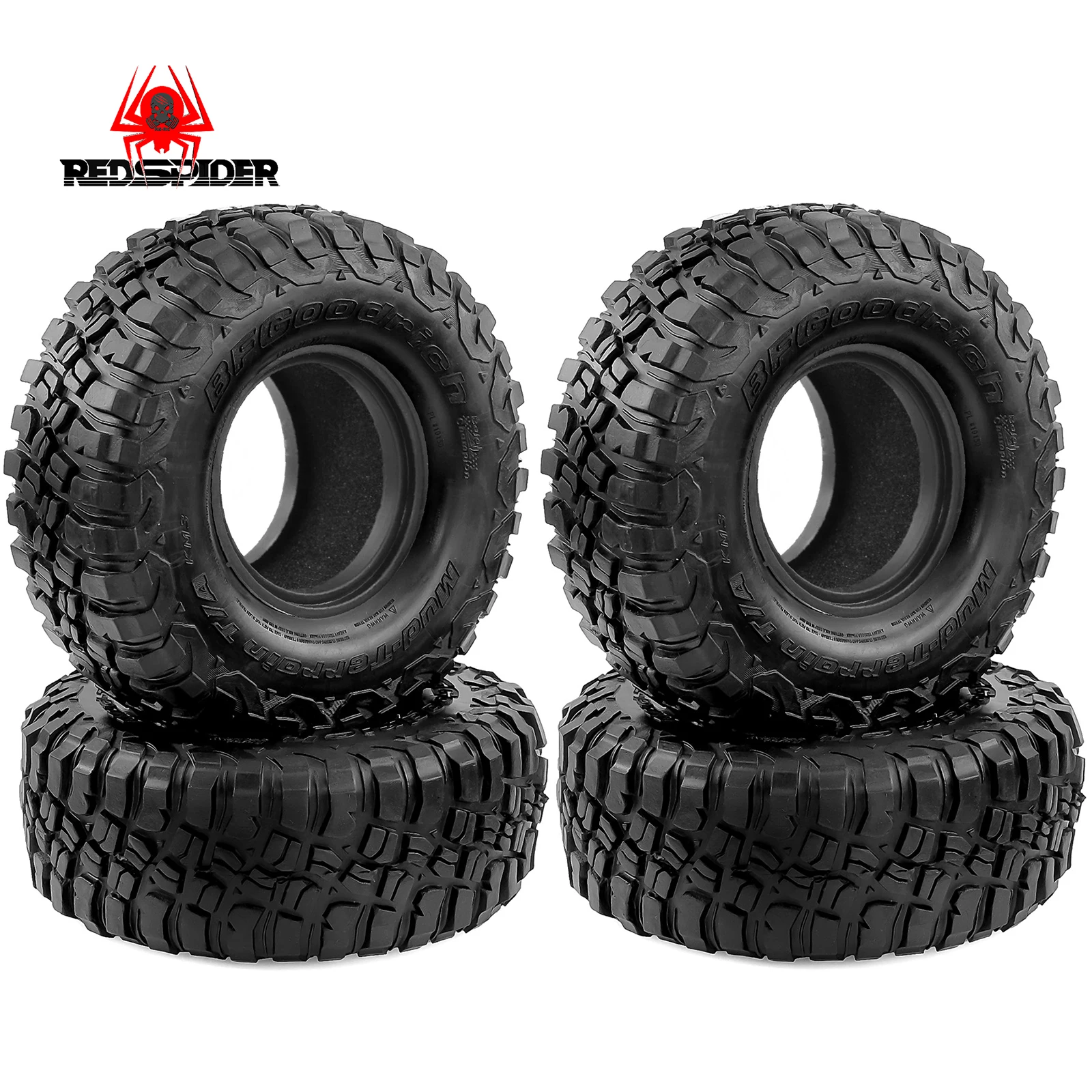 

RED SPDIER 2.2" Crawler Tires Rubber Tyre for 1/10 RC Car Axial SCX10 AXI03007 D90 Traxxas TRX4 Redcat Gen8 Upgrade Parts