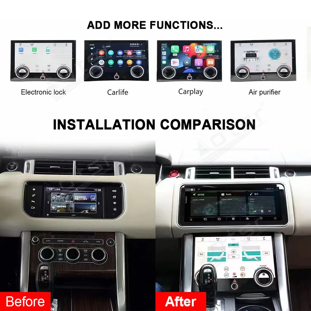 Second Generation LCD Car Touchscreen Climate Controls For Land Rover Range Rover AC Panel Upgrade Accessory with Carplay