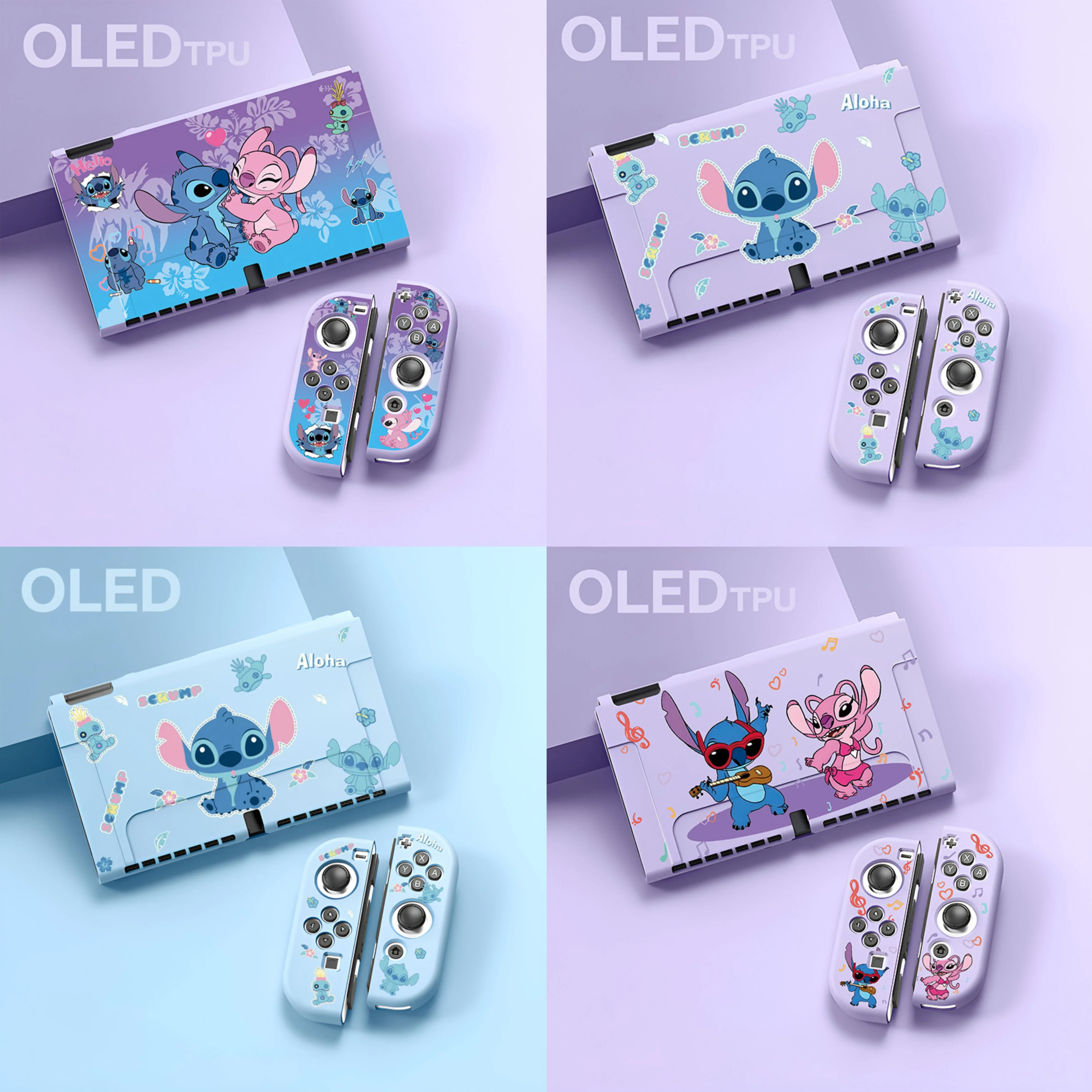 Disney Stitch Couple interrupteur OLED coque de protection coque souple en TPU housse de protection complète OLED