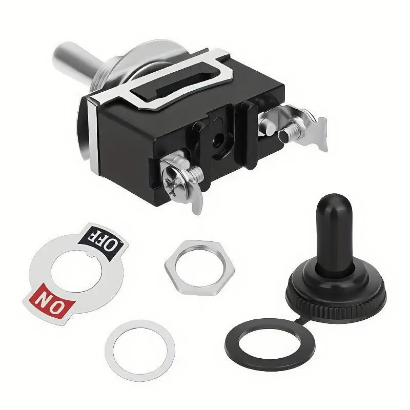 6Pcs Toggle Switch 2 Pin 2 Position ON OFF Rocker Switch With Waterproof Cap For Car Boat DIY Circuit Modification