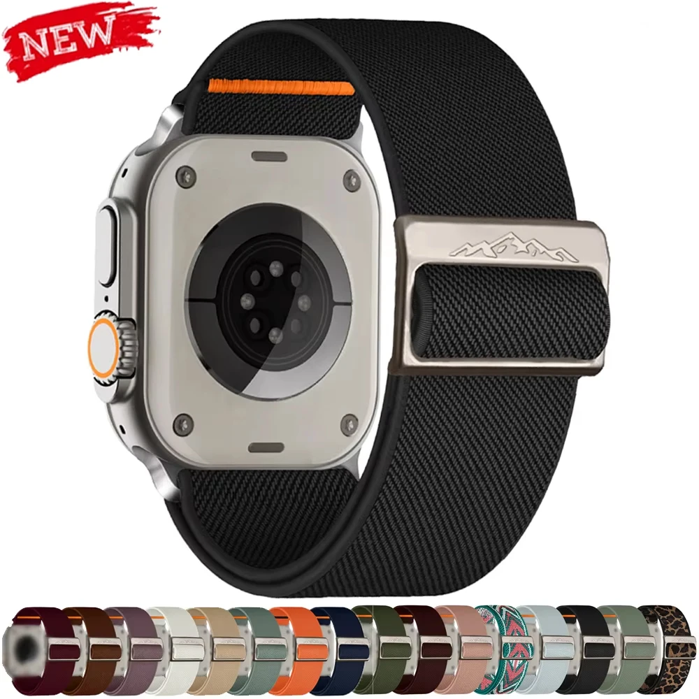 

Pop Sports Nylon Strap For Apple Watch Band 49/46/45/44/42/41/40mm Elastic Bracelet For IWatch Series Ultra 10 9 8 7 6 SE 5 Corr
