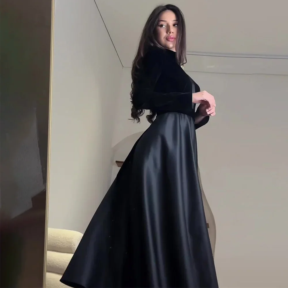Casual effen lange mouwen moslim abaya fluwelen slanke sexy taille jurk voor vrouwen zwarte moslim jurken feestavond vestidos nieuw