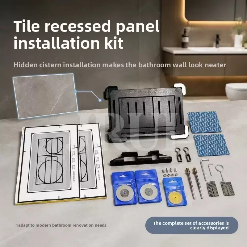 Pneumatic Flush Actuator Tile Panel for Concealed Cistern Wall‑Mount Toilet Repair Replacement Accessories