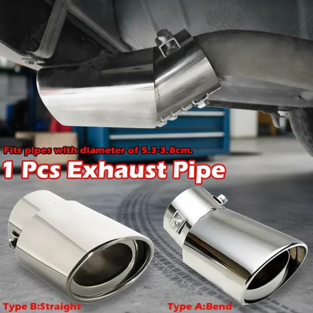 Universal Car Stainless Steel Exhaust Muffler Pipe Tail Throat Bend Straight 1 Piece