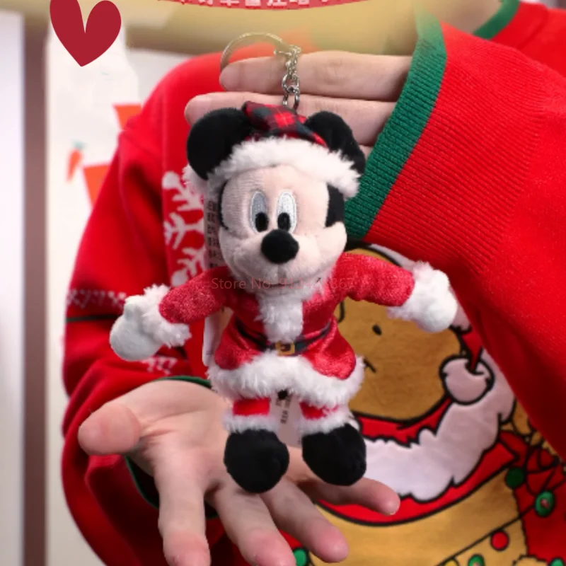 

Disney Fun Christmas Series Mickey Plush Pendant Doll Bag Decoration Keychain Official Genuine Cartoon Children Kawaii Gift
