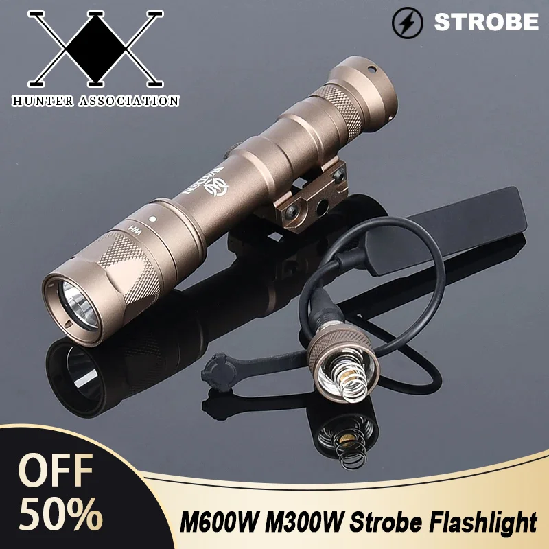 Wadsn Metal M600W Tactical Weapon Light M300W Strobe Flashlight LED Whitelight Hunting Rifle Torch Fit 20mm Picatinny Rail