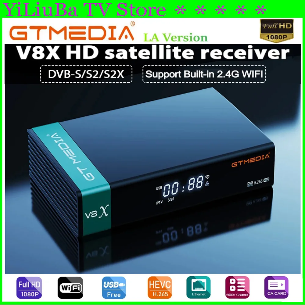 

[Genuine]GTMEDIA V8X HD 1080P Satellite Receiver DVB-S/S2/S2X Built-in 2.4G WIFI H.265 Upgrade by GTmedia V8 Nova V8 Honor V7s2x