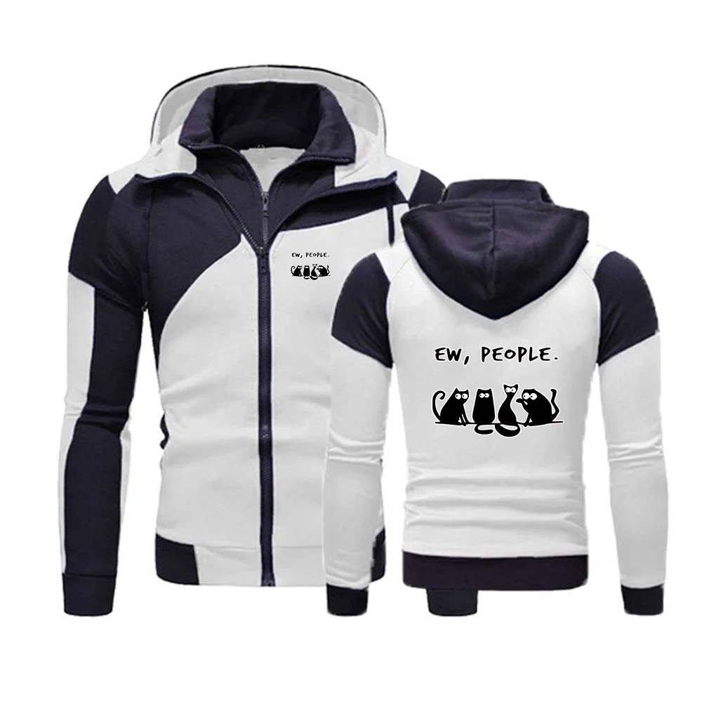 Free and Unrestrained Creative Graphic Funny cat Logo Print Hoodies Anti Collision Shirt Designer Personality Color Blocking Coa