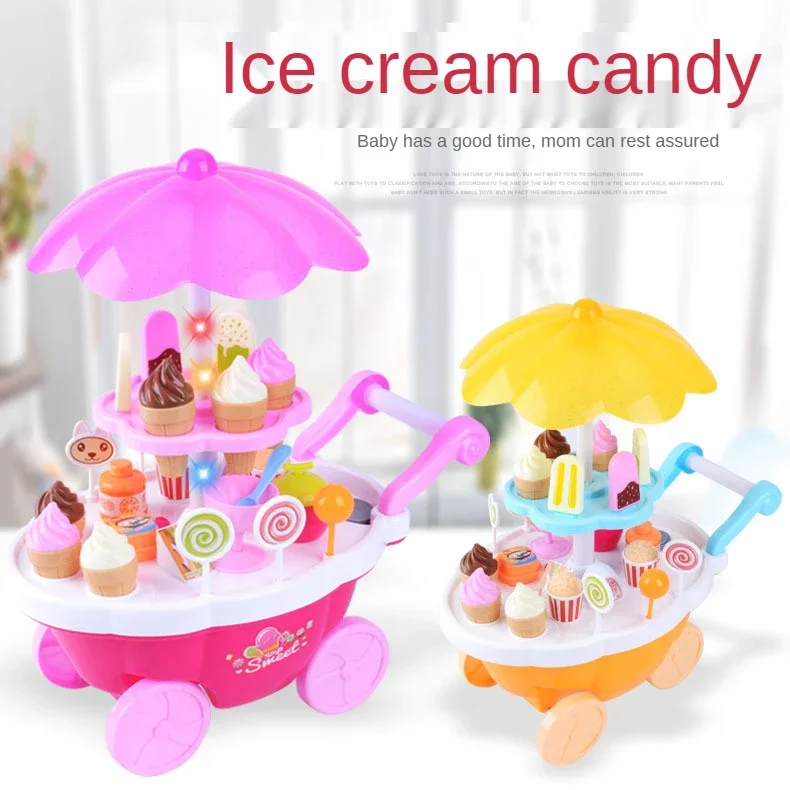 Ice Cream Candy Trolley para crianças, House Play Brinquedos, Car Ice Cream Cart, Brain Game Set, Presente das crianças, Novo