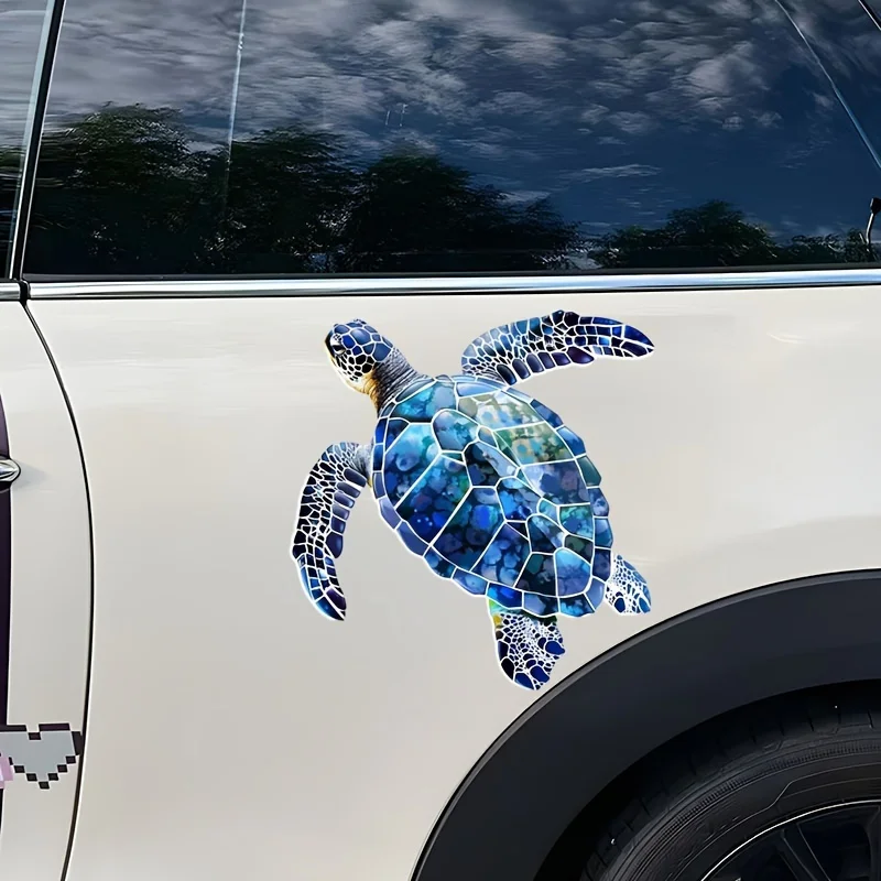 1Pc Colorful Sea Turtle Vinyl Sticker, Durable Decal For Car Laptop Tablet Decor, Holiday Gift