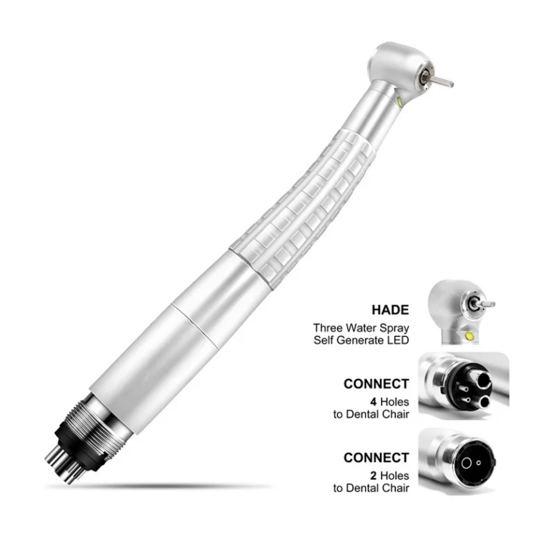 Dental LED High Speed Handpiece Triple Water Spray 2/4 Holes Standard Head Push Button Ceramic Bearing High Rotation Pen