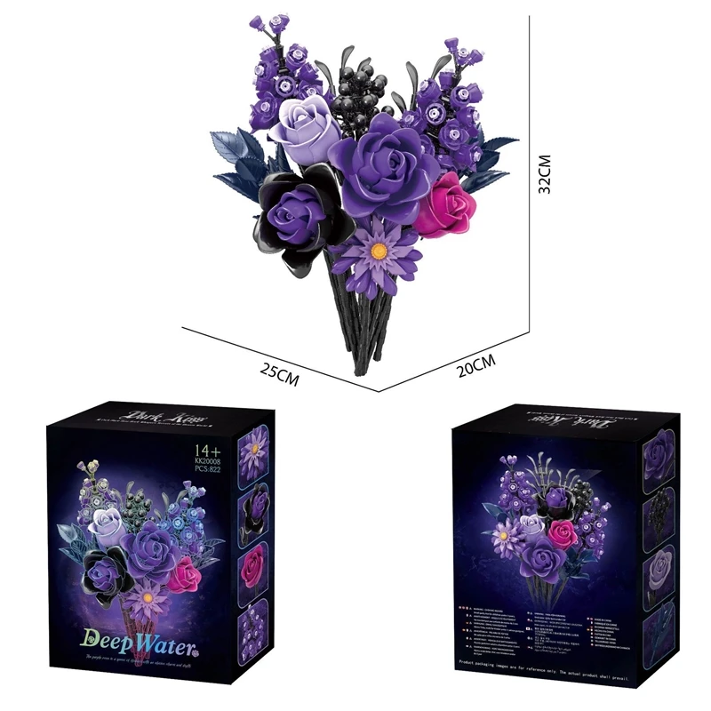 

Botanical Building Blocks Flower Kit 700+PCs Rose And Sunflower Model With Decorative Vase DIY Floral Arrangement Toy For Kids