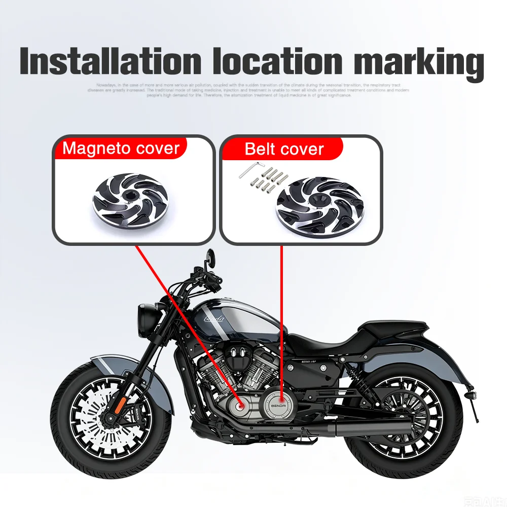For BENDA ROCK250 300 BD300 Napoleon bob 250 Motorcycle Belt Drive Modified Belt Cover Electromagnetic Cylinder Engine Guard