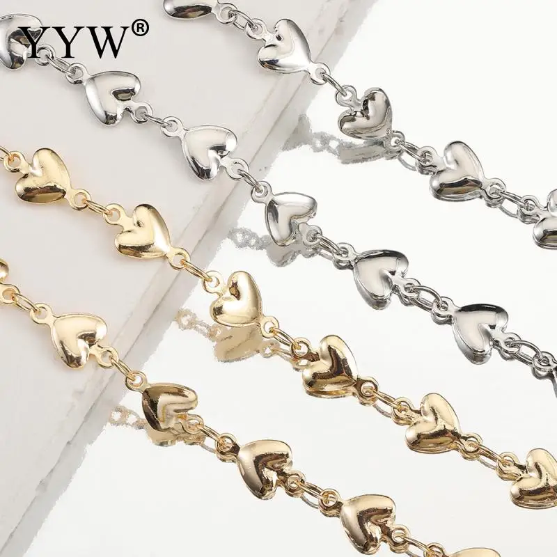 New Arrive 1m/Bag Heart-Shape Brass Ball Chain For Women Girls Diy Bracelet Necklace Chain Jewelry Finding Making Accessories