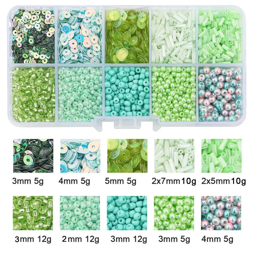 Glass Rice Beads Sequins Set Sequins Educational Imitation Pearl Material Kit 10 Grid Multi Function